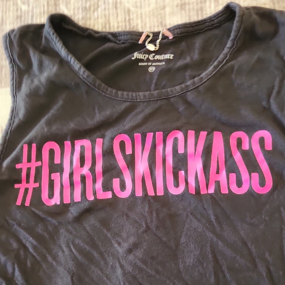 Juicy Couture Black Sleeveless Top with Pink Hashtag Graphic - Picture 3 of 8